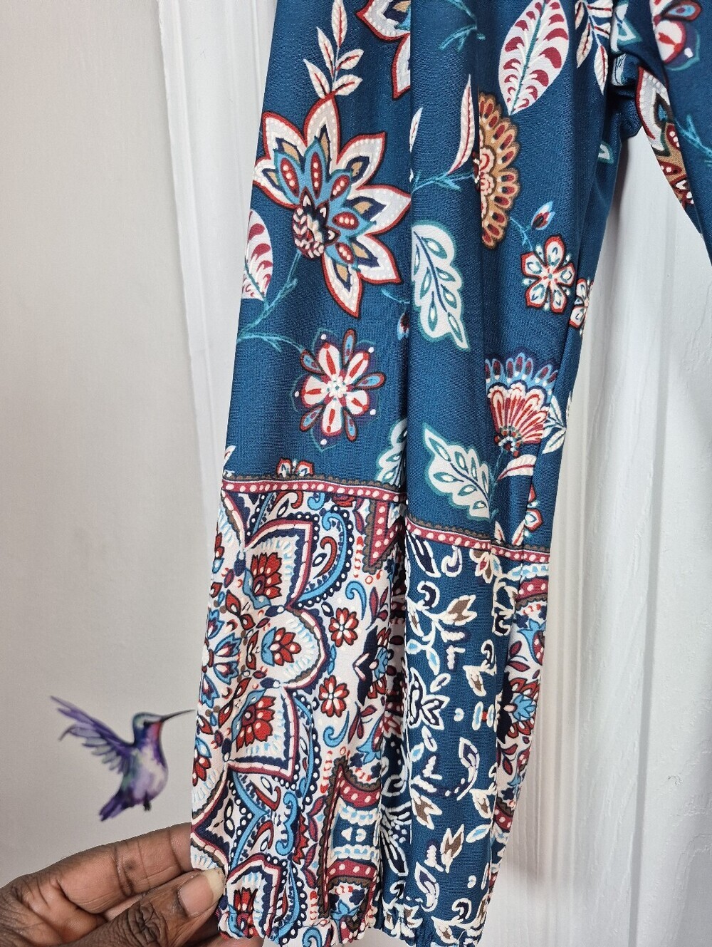 Luxology Teal Boho Mandala Print Faux Wrap Dress XL Coastal Bohemian - Picture 4 of 9